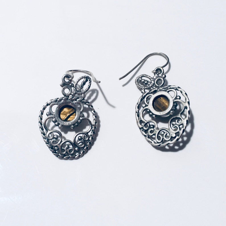Sterling silver Silver earrings Gift Earrings Silver Sterling silver earrings Tiger\u2019s eye earrings Apple earrings Tiger\u2019s eye