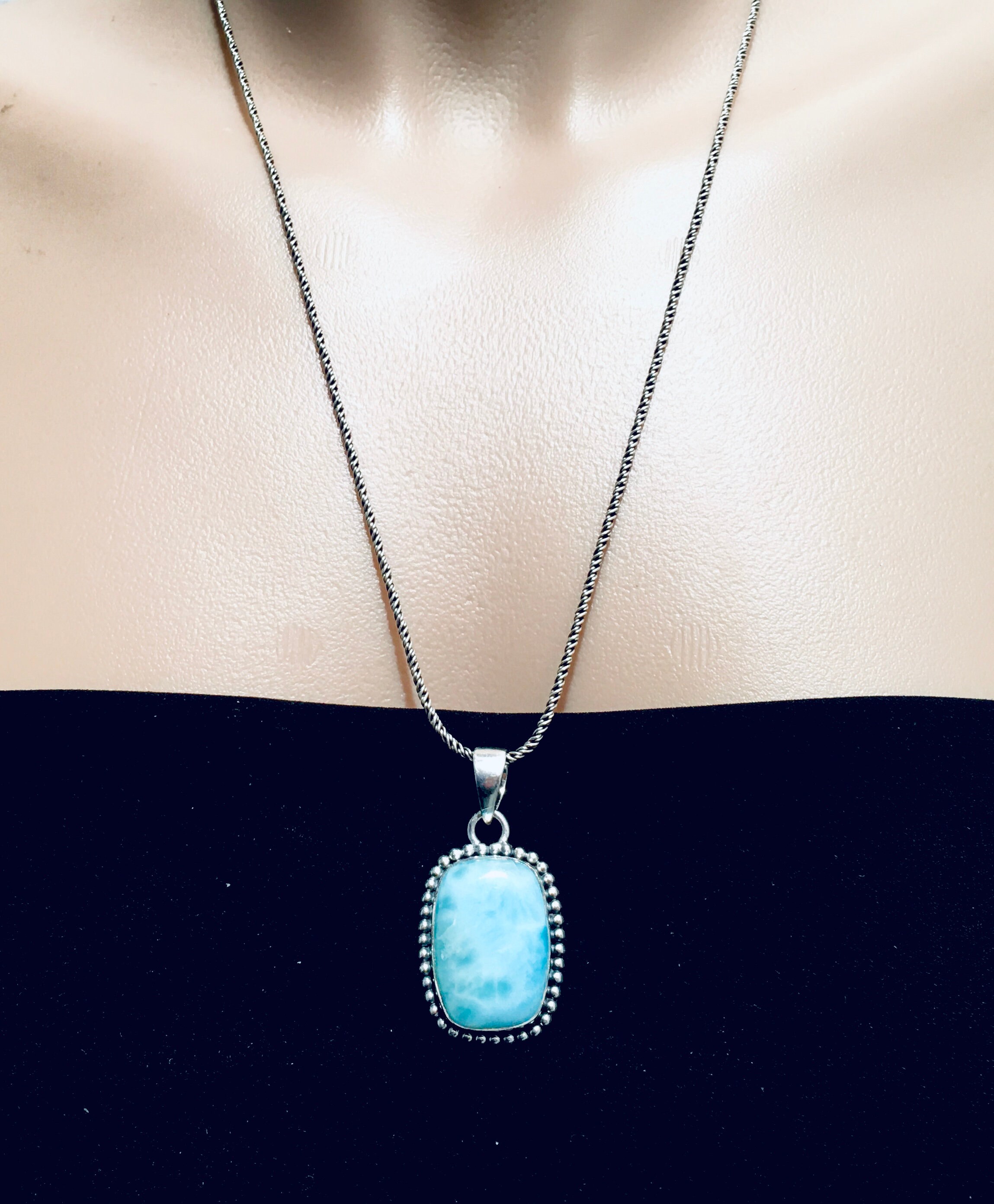 Larimar pendant sterling silver pendant silver larimar Etsy