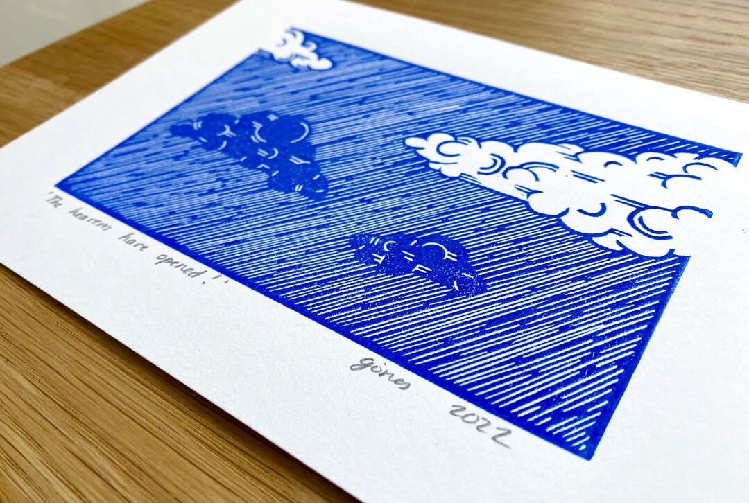 Rainy Lino Print - Etsy