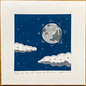Night sky lino print