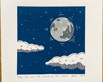 Night sky lino print