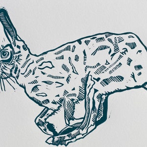 Hare lino print