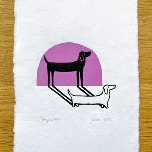 Sausage dog lino print