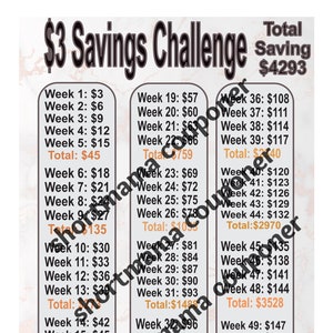 3 Dollar Savings Challenge