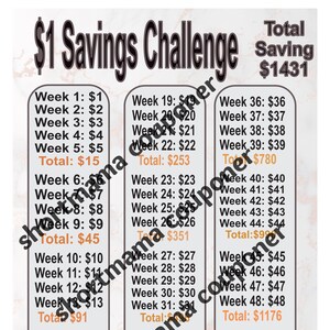 1 Dollar Savings Challenge