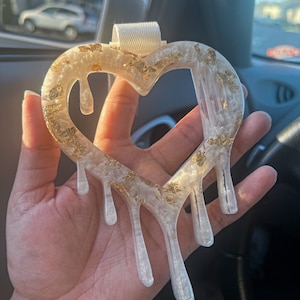 White Mica / Gold Foil Drippy Heart Tsurikawa