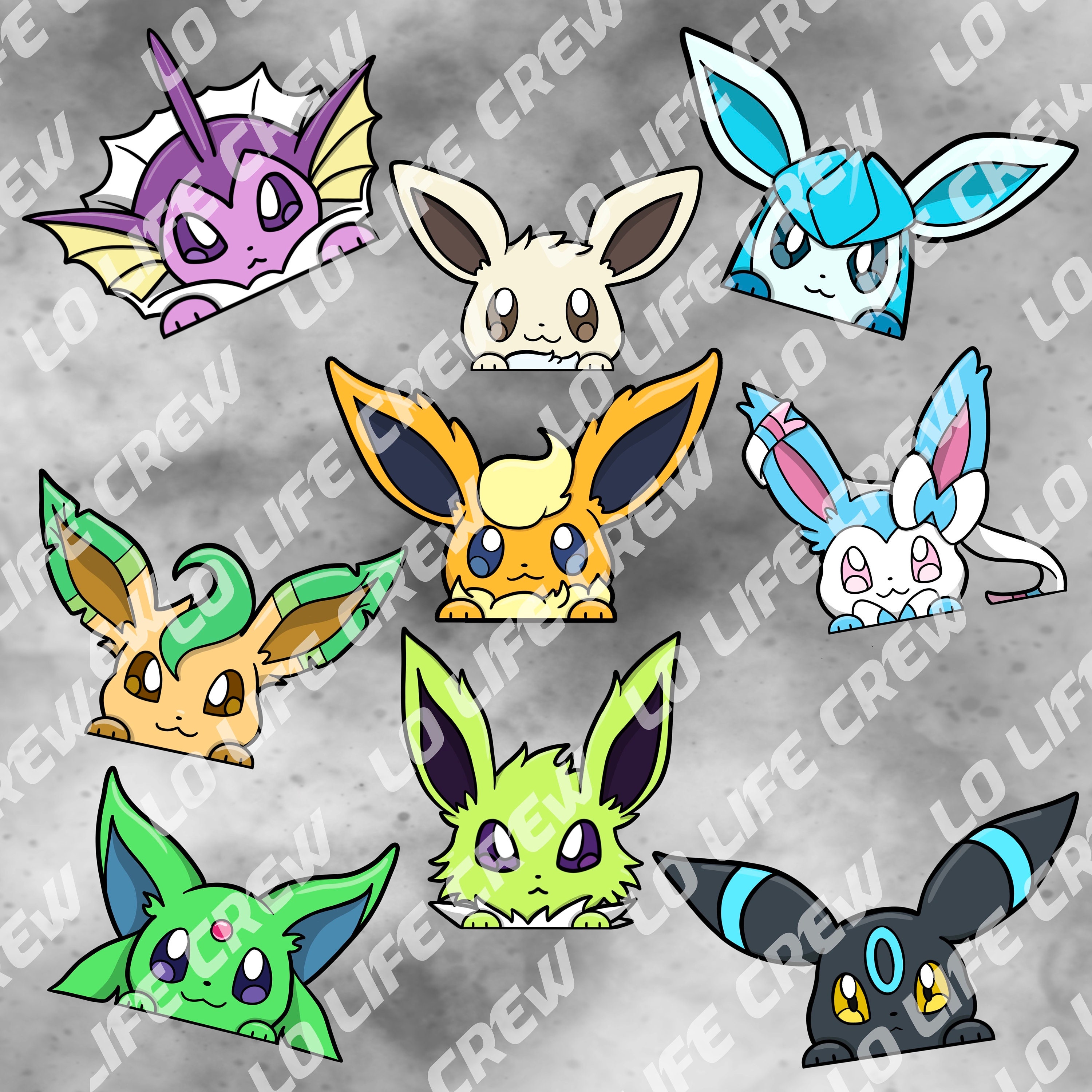 Shiny Eevee Evolution Pokemon Stickers 