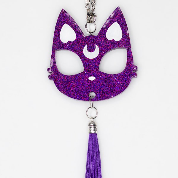 Purple Holo Cat Rearview Mirror Charm