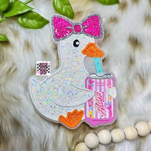 Goose Car Freshie, Glitter Air Freshener, Car Scents Accessory, goose with can, porch goose, goose freshie, silly goose, energy drink image 2