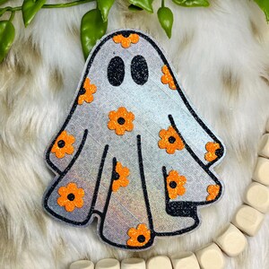 Halloween Ghost Car Freshie | Luchtverfrisser met bloemen in de herfst