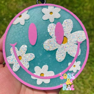 Happy face Freshie |  car accessories | flowers | Freshie | Car Freshie | Freshy | freshies | car air fresheners | spring freshie | summer
