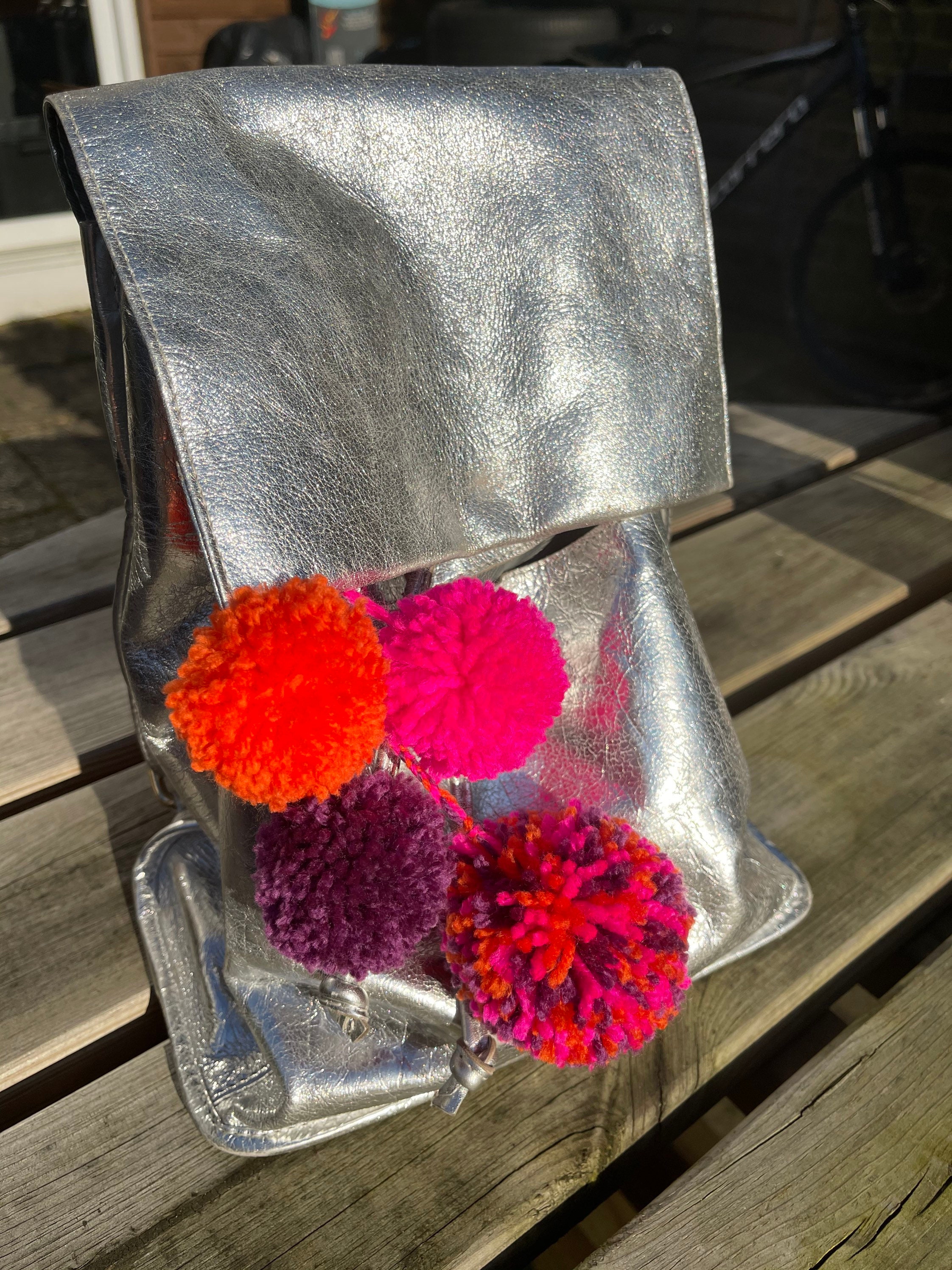 Pom Pom Bag Charm. Etsy