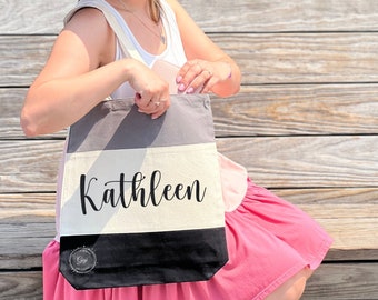 Personalized Black Canvas Tote Bag, Bridesmaid Gift