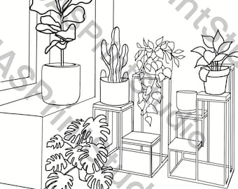 印刷可能な植物の塗り絵 5 枚