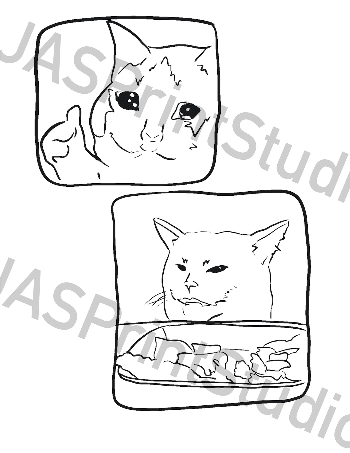 Color your favorite Cat Memes Adult Coloring Pages Etsy