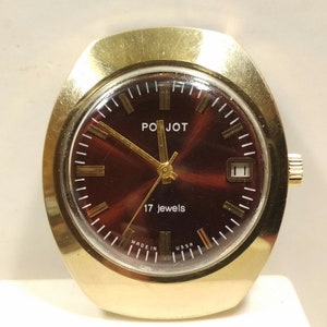 Uhr POLJOT 17 JEWELS Vintage Mechanisch, vergoldet (AU10) UdSSR