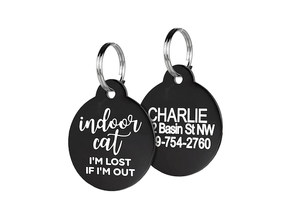 GoTags Indoor Cat Tag, Personalized Cat Tag for Indoor Only Cat, Small Cat Tag, Engraved Cat ID Tag, Cat Name Tag