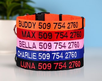 GoTags Personalized Dog Collar with Name, Custom Embroidered Dog Collar, Adjustable Dog Collar with Quick Release Buckle