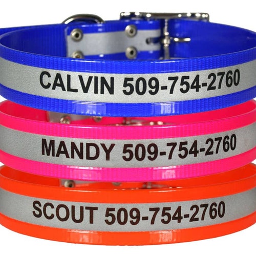 Gotags Personalized Waterproof Dog Collar Highly Reflective Etsy
