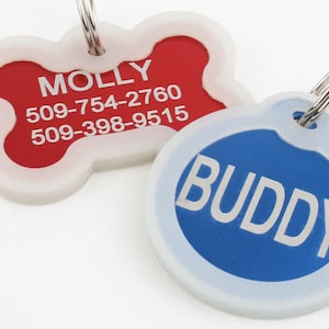 GoTags Pet Tags with Glow in the Dark Silencer - No Noise, Quiet Dog Tags - Personalized Engraved ID for Cat and Dog