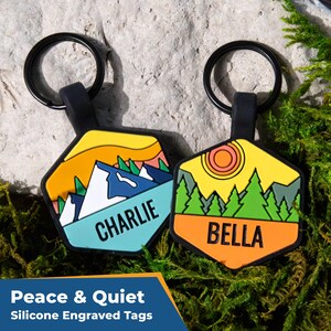 GoTags Silent Dog Tag with Design, Personalized Engraved Silicone Dog and Cat Name Pet ID Tags, Soundless No More Jingling Dog Tags image 5