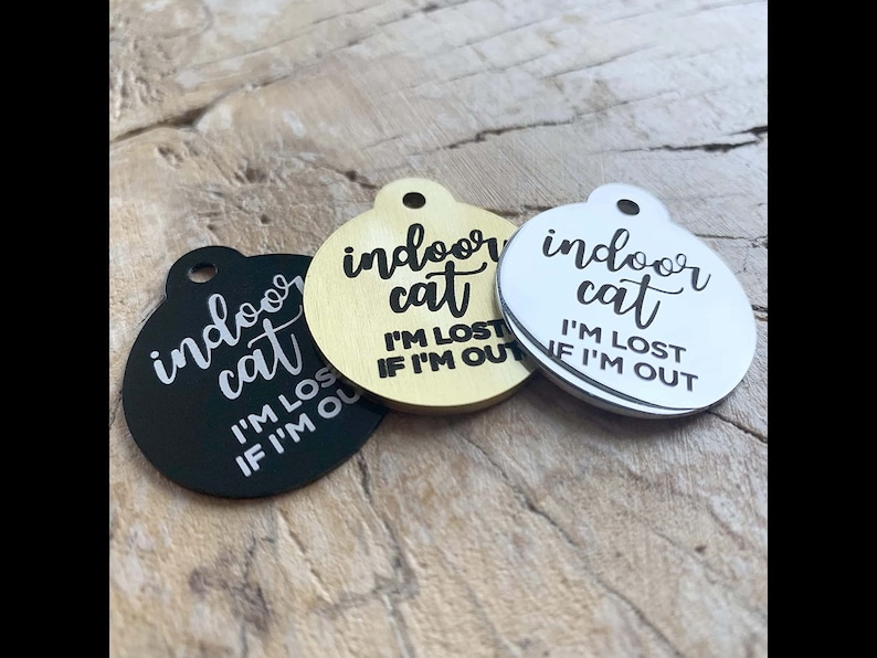 GoTags Indoor Only Cat Tag, Small Cat Tag Personalized