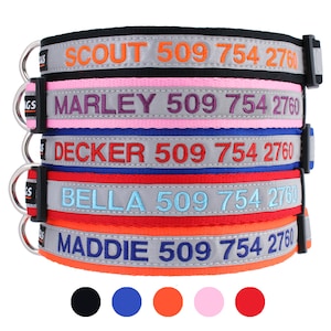 GoTags Reflective Dog Collar Personalized, Embroidered Dog Collar with Quick Release Buckle