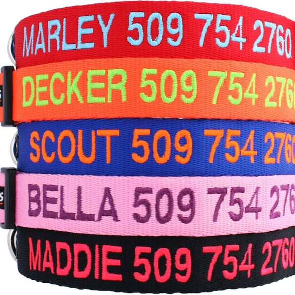 GoTags Personalized Dog Collar with Name, Custom Embroidered Dog Collar, Adjustable Dog Collar with Quick Release Buckle