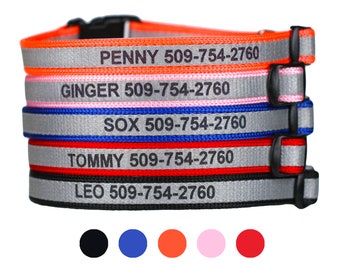 BELL AND SPLIT RINGS pink rs engraving ROSEWOOD REFLECTIVE CAT COLLAR WITH ENGRAVED ID TAG BELL AND SPLIT RINGS pink rs engraving ROSEWOOD REFLECTIVE CAT COLLAR WITH ENGRAVED ID TAG