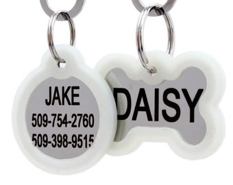 GoTags Dog Tag Personalized, Stainless Steel Pet Tag, Engraved Dog ID Tags, Quiet Dog Tag with Silencer