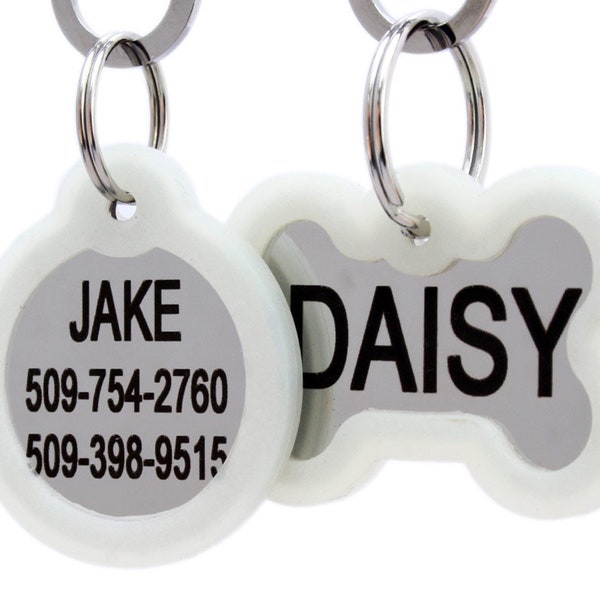 GoTags Dog Tag Personalized, Stainless Steel Pet Tag, Engraved Dog ID Tags, Quiet Dog Tag with Silencer