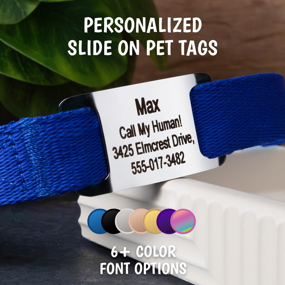 Gotags Slide on Dog Tag, Dog Tag for Dogs Personalized, Silent Dog Tag ...