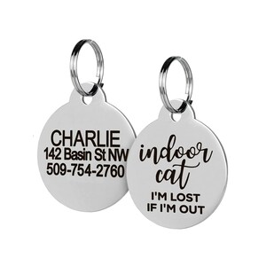 GoTags Indoor Cat Tag, Small Cat Tag Personalized, Indoor Only Cat Tag Stainless Steel