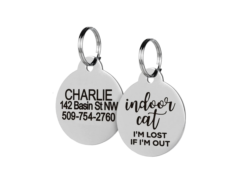 GoTags Indoor Cat Tag, Small Cat Tag Personalized, Indoor Only Cat Tag Stainless Steel