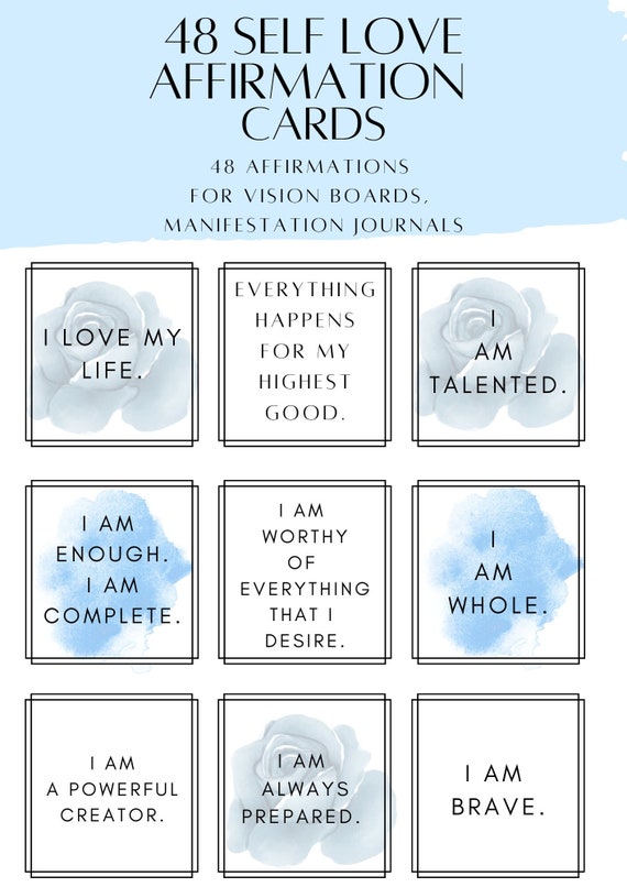 Self Love Affirmation Cards Printable Baby Blue Affirmation | Etsy