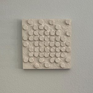 Original hand-painted textured/raised artwork "Jetons” multi-media painting in neutral tones 12” x 12”