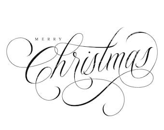 Beautiful, Elegant Merry Christmas script typography SVG digital file download