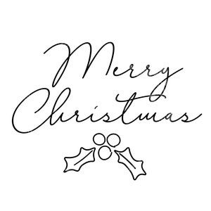 Typographie de script joyeux Noël manuscrite et téléchargement de fichier numérique SVG de houx