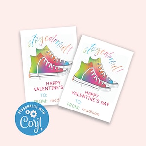 Fun Stay Colorful Baskets montantes tie-dye arc-en-ciel pour salle de classe et cartes de la Saint-Valentin à télécharger