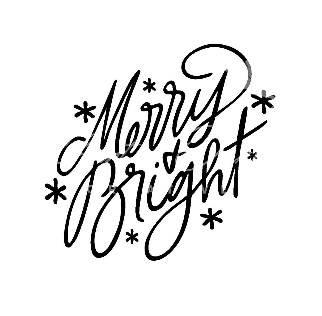 Merry & Bright Hand-lettered Typography for Christmas/holidays - Etsy