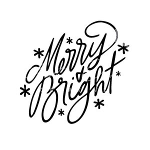 Merry & Bright handgeschriebene Typografie für Weihnachten/Feiertage SVG PNG digitale Dateidownload