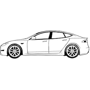 Electric car vehicle line drawing/illustration SVG digital file download