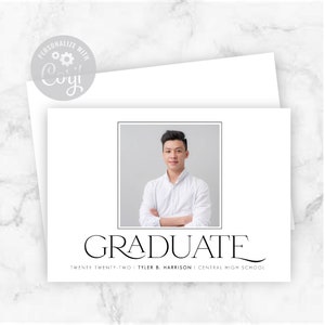 Classic single-photo graduate with modern type announcement download