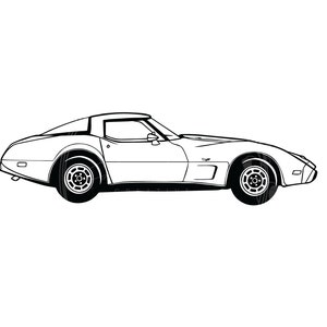 Vintage classic car vehicle 1979 1970&#39;s Corvette line drawing/illustration SVG digital file download
