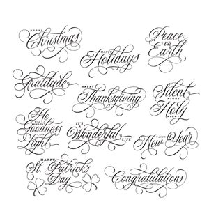 Bundle aus 11 wunderschönen, eleganten Weihnachts- und Feiertags-Schriften Typografie SVG-Digitaldateien Downloads