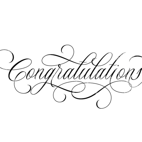 Beautiful, Elegant Congratulations script typography SVG digital file download