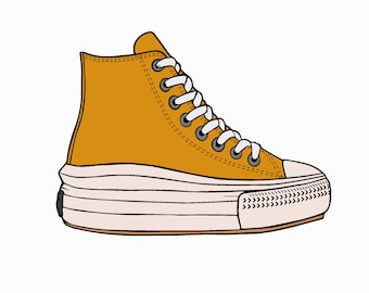 Trendy high-top platform sneaker Converse shoe Layered SVG EPS PNG digital file download