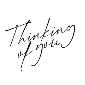 Hand-created Thinking of You script with no counters/negative space for paper/laser cutting SVG digital file download