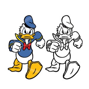 Angry Mad Donald Duck line drawing and layered SVG PNG digital download