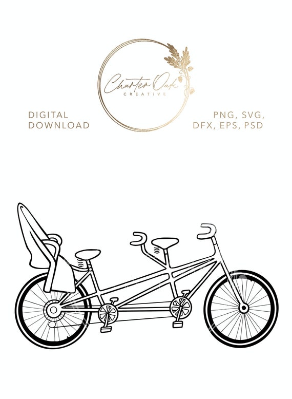 Bicicleta tándem con silla de bebé Descarga de archivos digitales SVG